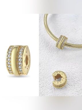 Pandora Gold Pavé Clip-On Charm with Clear Stones